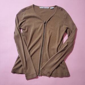 Tommy Hilfiger Olive Green Zip Up Knit Sweater